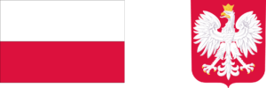 Po Lewej Flaga Polski po Prawej Godło Polski z Białym Orłem w koronie
